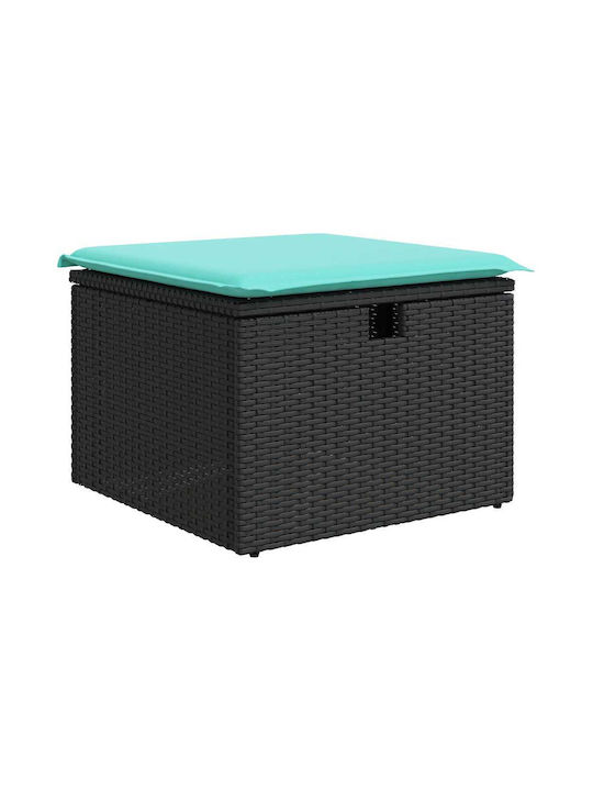 Băncuțe De Grădină Cub Pentru Exterior Rattan Cu Pernă Neagră 2 Bucăți 55x55x37cm