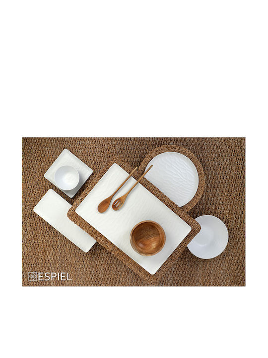 Espiel Wavy Matte Teller Untiefe Platz aus Melamin Weiß 22x22cm 6Stück