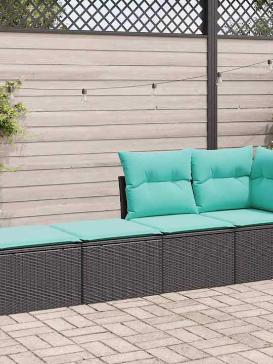 Garden Stool Cube Outdoor Rattan with Cushion Black 2 Pieces 55x55x37cm