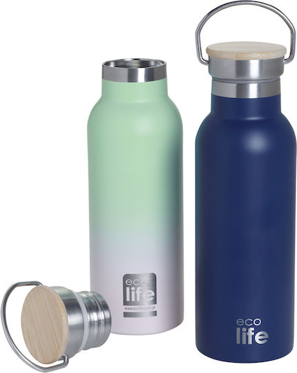 Ecolife Recycelbar Flasche Thermosflasche Rostfreier Stahl / Kunststoff BPA Frei 500ml INDIGO BLUE