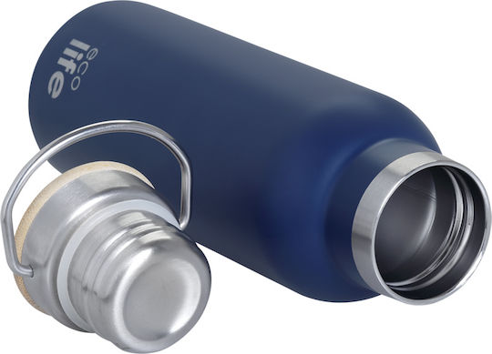 Ecolife Recycelbar Flasche Thermosflasche Rostfreier Stahl / Kunststoff BPA Frei 500ml INDIGO BLUE