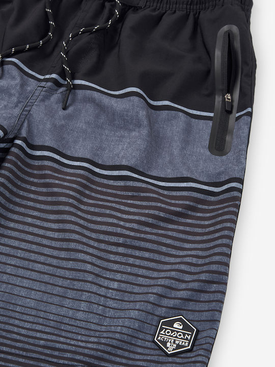 Men's Swimwear Bermuda Black Striped