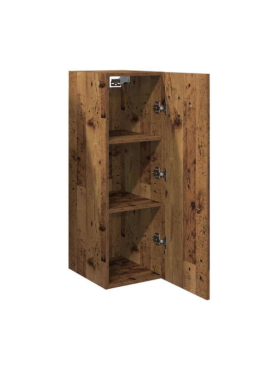 Living Room Display Cabinet Made of Particle Board with Lighting Old Wood 30.5x30x90cm