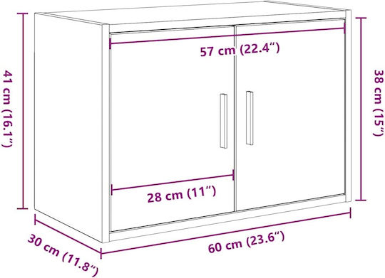 Висулка Шкаф За Дневна От ПДЧ Бял 60x30x41см