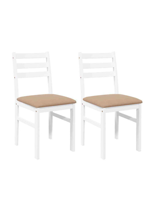 Dining Room Wooden Chair White 40.5x49x84.5cm 2pcs
