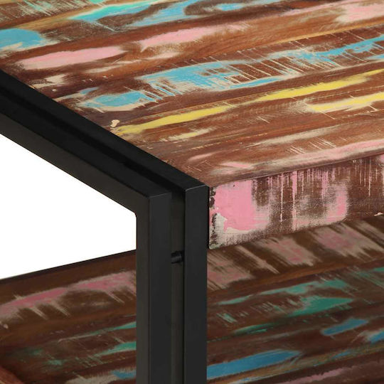 Rectangular Side Coffee Table Made of Solid Wood Multicolour W70xL50xH38cm