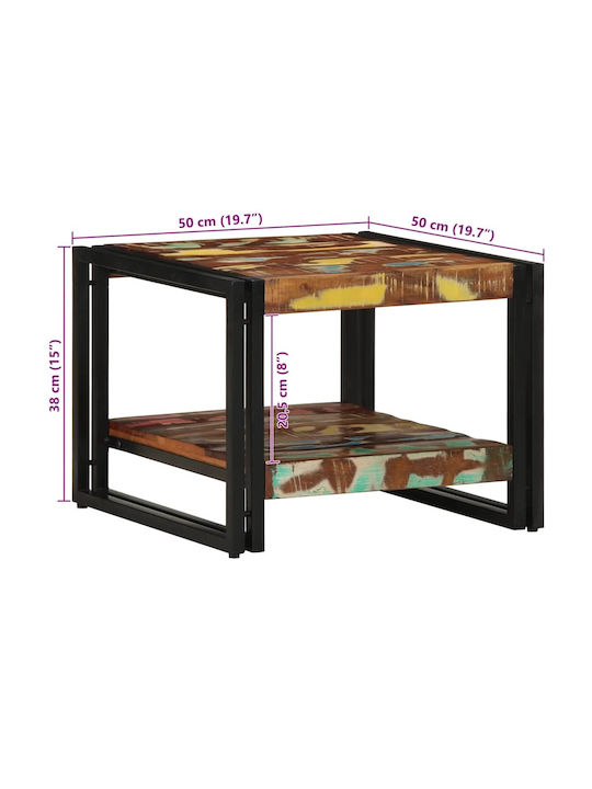 Square Side Table Made of Solid Wood Multicolour M50xL50xH38cm