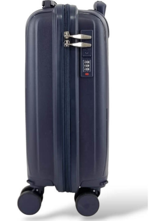 Playful Bags Cabin Travel Suitcase Hard Blue with 4 Wheels Height 40cm