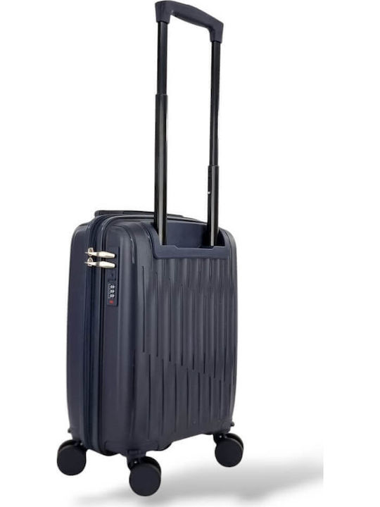 Playful Bags Cabin Travel Suitcase Hard Blue with 4 Wheels Height 40cm