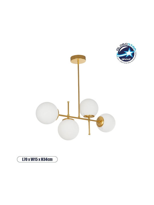 GloboStar Globus Pendant Ceiling Light Gold for 4 Bulbs E27 70x30x65cm