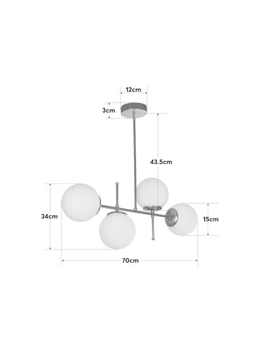 GloboStar Globus Pendant Ceiling Light Gold for 4 Bulbs E27 70x30x65cm