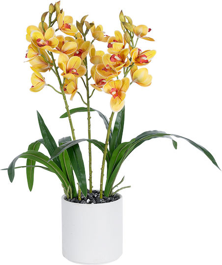Globostar? Artificial Garden Yellow Cherry Cumbidium 21401 Διακοσμητικό Φυτό Κίτρινο Κυμβίδιο Υ60cm