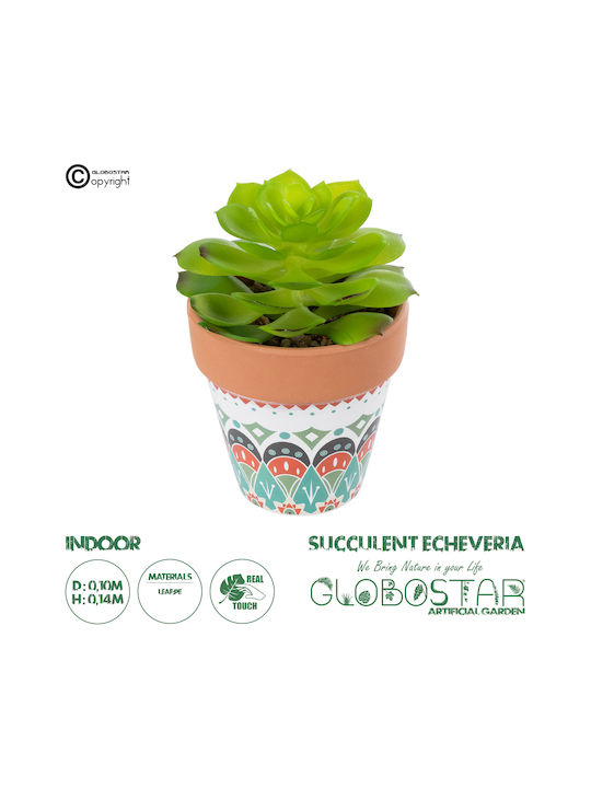 Изкуствени градински суккуленти Echeveria 21049 от Globostar - декоративна плътна суккулентна растение с височина 14см