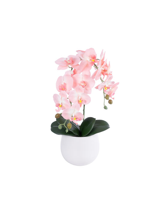 Globostar Artificial Garden Salmon Orchid 21118 Decorative Plant Pink-Orange Orchid H45cm
