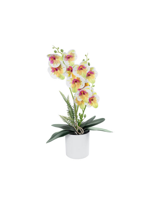 Artificial Plant in Pot Orchid White Fuchsia 45cm GloboStar