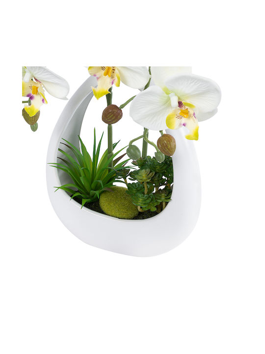 Globostar Artificial Garden White Orchid 21128 Decorative Plant White Orchid H39cm
