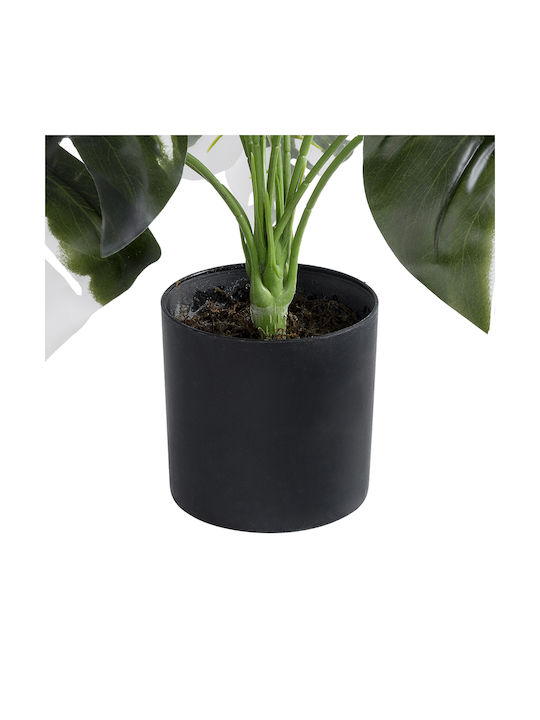Globostar Künstliche Garten Albino Monstera 20935 Dekorative Pflanze Weiße Monstera H55cm