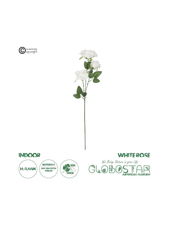 Dekorative künstliche Blume Rose Weiß 66cm GloboStar