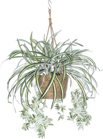 Globostar? Artificial Garden Chlorophytum Comosum Hanging Plant 20638 Τεχνητό Κρεμαστό Διακοσμητικό Χλωρόφυτο Y50cm