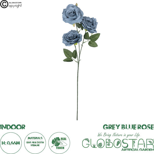 Decorative Artificial Flower Rose Gray 66cm GloboStar