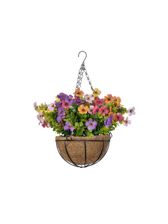 Globostar Artificial Garden Gerbera Hanging Plant 20635 Artificial Hanging Decorative Plant Gerbera Y55cm