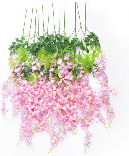 Globostar Artificial Garden Pale Pink Wisteria Flower Branch 21511 Set of 12 Artificial Decorative Wisteria Branches Soft Pink F45 X H120cm