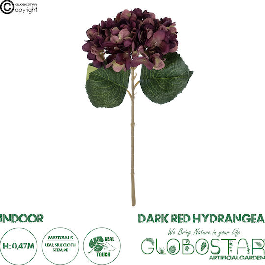 Künstlicher dekorativer Zweig Hortensie Deep Red 47cm GloboStar