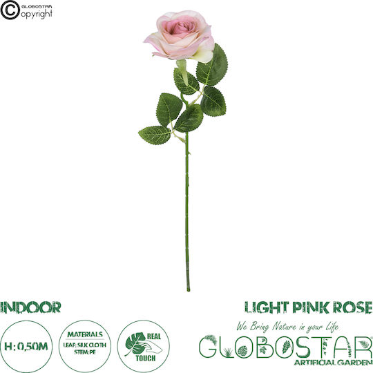 Decorative Artificial Flower Rose Pink 50cm GloboStar