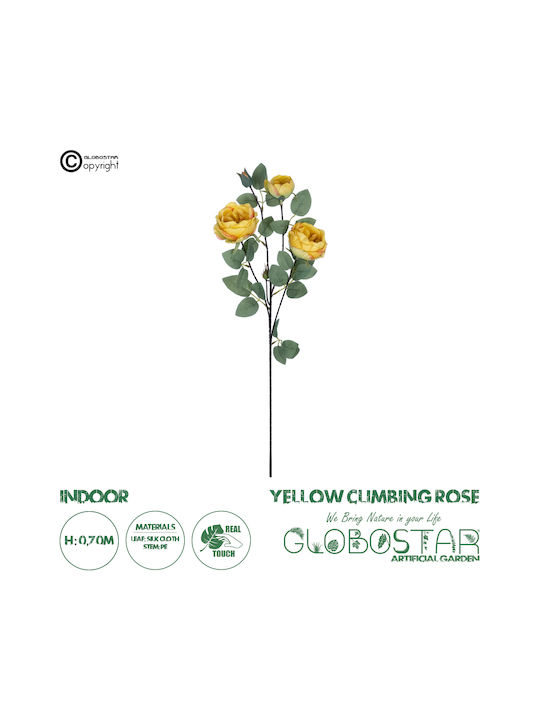 Decorative Artificial Flower Rose Yellow 70cm GloboStar