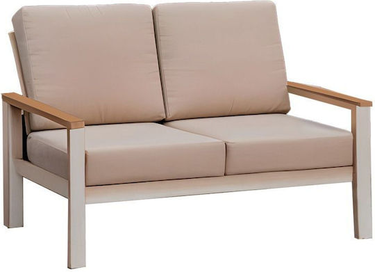 Pakketo Garten- und Outdoor-Möbelsets Typsatz Wohnbereich 4 Stücke Beige-Weiß mit Kissen