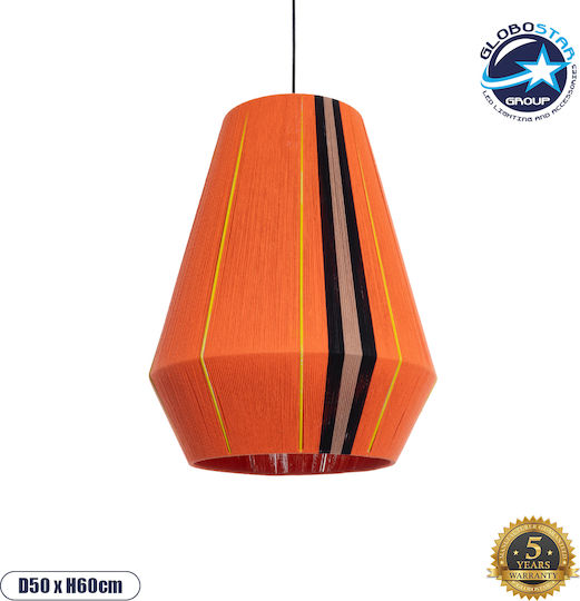 GloboStar Habana Hängelampe Orange Boho Raster mit Fassung E27 50x52x60cm.