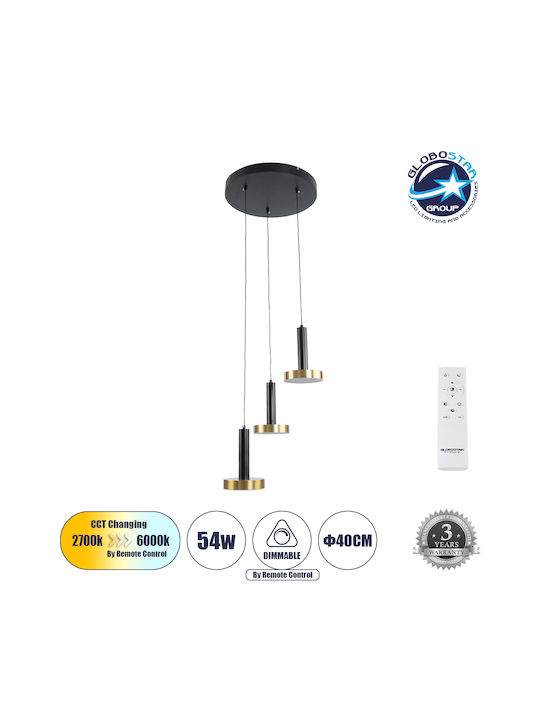 GloboStar ZANE Black LED Pendant Ceiling Light with Warm to Cool White Light 60x20x20cm