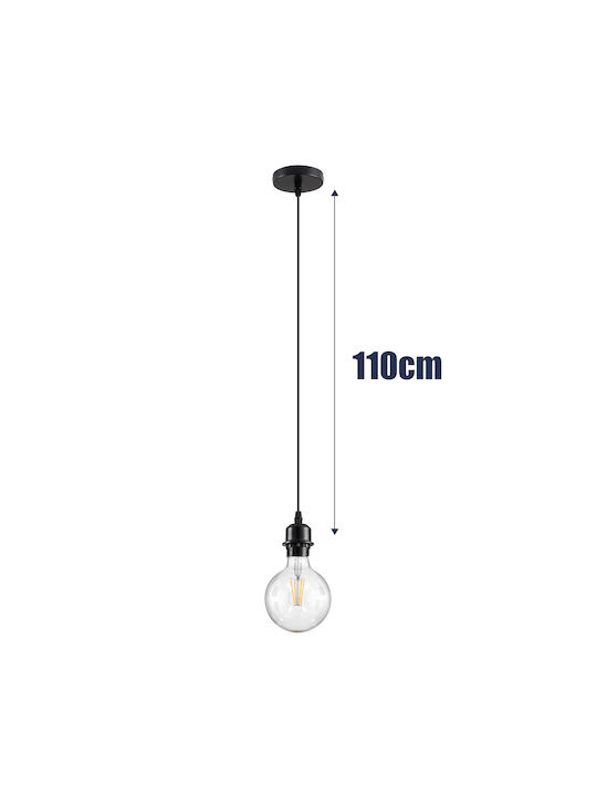 GloboStar Hanna Lustră Negru cu frânghie pentru Dulie E27 5x18x110cm.