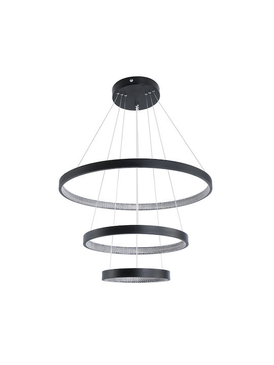 GloboStar Diamond Κρεμαστό Φωτιστικό Μαύρο LED με Ρυθμιζόμενο Λευκό Φως 94.5x68.5εκ.