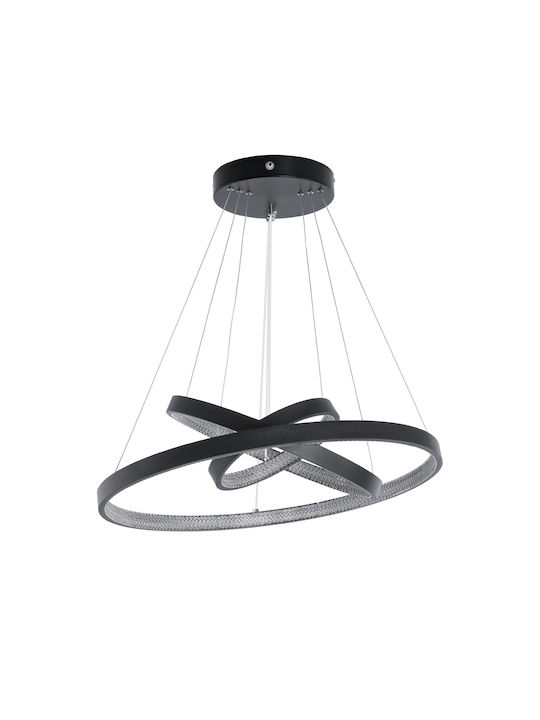 GloboStar Diamond Κρεμαστό Φωτιστικό Μαύρο LED με Ρυθμιζόμενο Λευκό Φως 94.5x68.5εκ.