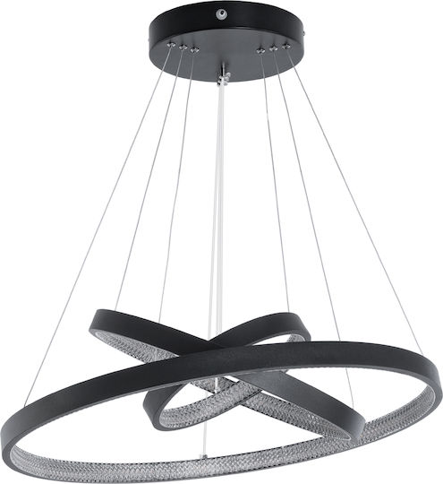 GloboStar Diamond Κρεμαστό Φωτιστικό Μαύρο LED με Ρυθμιζόμενο Λευκό Φως 94.5x68.5x90εκ.