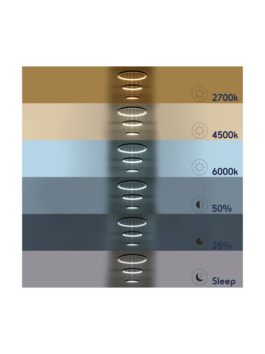 GloboStar Diamond Κρεμαστό Φωτιστικό Μαύρο LED με Ρυθμιζόμενο Λευκό Φως 94.5x68.5εκ.