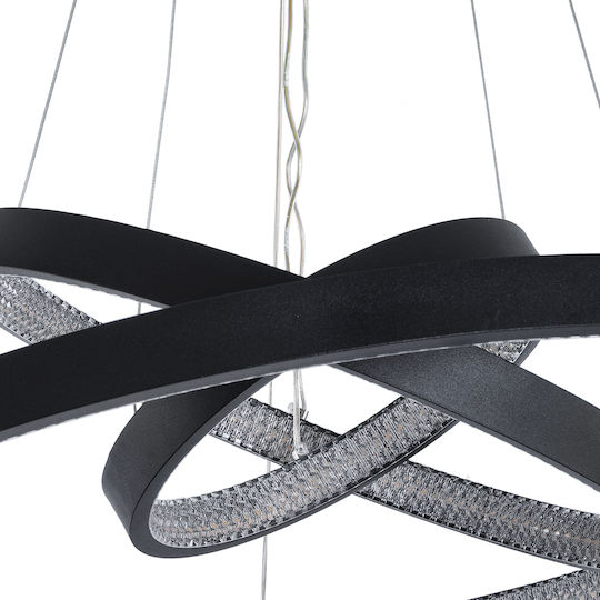GloboStar Diamond Κρεμαστό Φωτιστικό Μαύρο LED με Ρυθμιζόμενο Λευκό Φως 94.5x68.5x90εκ.