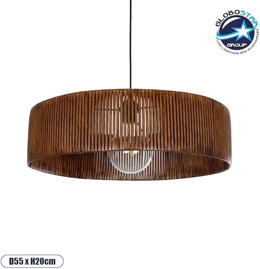 GloboStar Rattan Pendant Light Brown Boho with Socket E27 55x55x90cm