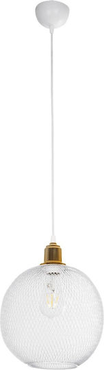 GloboStar Wire Hängelampe Weiß Raster mit Fassung E27 29x29x90cm.