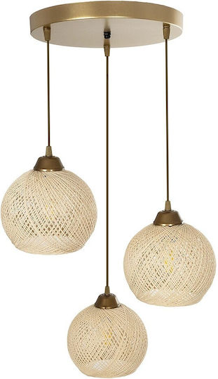 GloboStar Yasam Hängelampe Beige Boho mit Seil für Fassung E27 35x35x80cm.