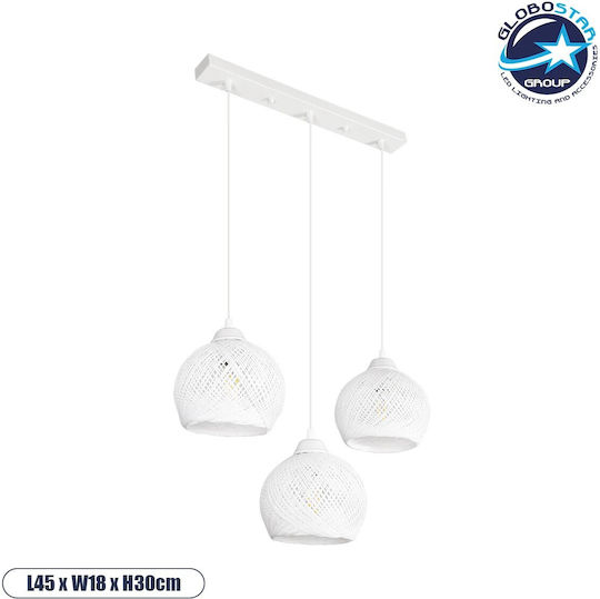 GloboStar Yasam Pendant Light White Boho with Rope for Socket E27 55x25x80cm