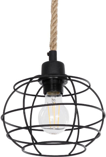 GloboStar Talah Pendant Light Black with Rope for Socket E27 14x14x61.5cm