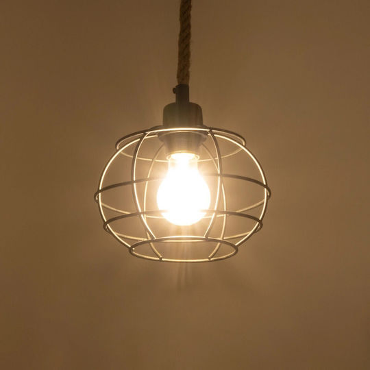 GloboStar Talah Pendant Light Black with Rope for Socket E27 14x14x61.5cm