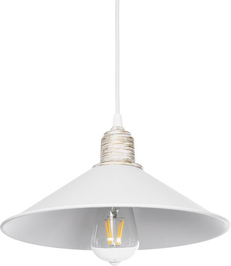 GloboStar Ferro Висящо Таванно Осветително Тяло Бяла Камбанка с Цокъл E27 30x30x15см