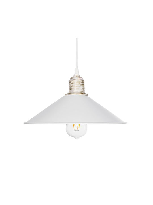 GloboStar Ferro Pendant Light White Bell with Socket E27 30x30cm