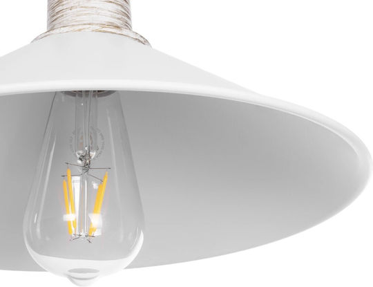 GloboStar Ferro Висящо Таванно Осветително Тяло Бяла Камбанка с Цокъл E27 30x30x15см