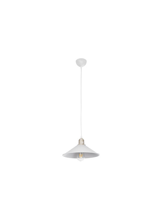 GloboStar Ferro Pendant Light White Bell with Socket E27 30x30cm