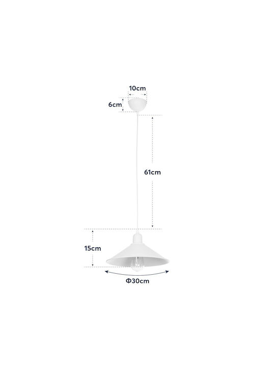 GloboStar Ferro Pendant Light Beige Bell with Socket E27 30x30x15cm