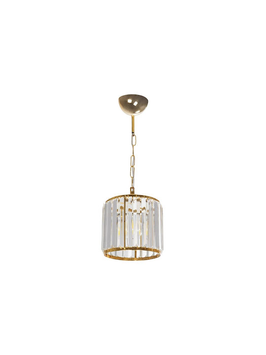 GloboStar Glamorous Hängelampe Gold mit Kristallen für Fassung E27 20x20x45cm.